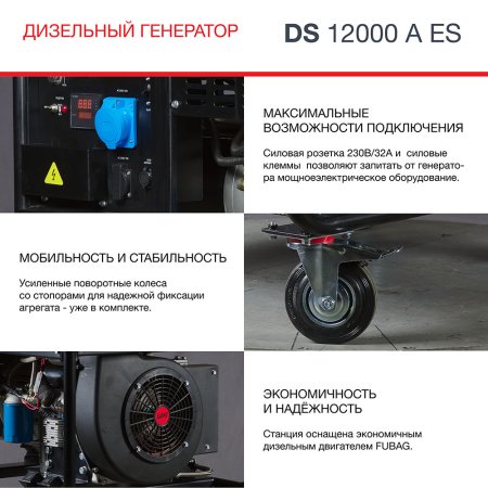 FUBAG Дизельный генератор с электростартером и коннектором автоматики DS 12000 A ES в Великом Новгороде фото